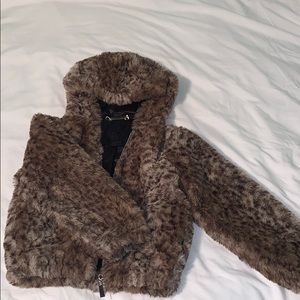 Kid Leopard print fluffy jacket